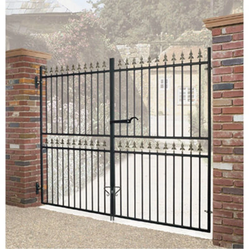 Image of Cannock Gates Corfe Premium Spear Top Tall Flat Top Double Gate - Steel - Fits Gap 3048mm X 1778mm High - Electro Galv./black Powder Coated