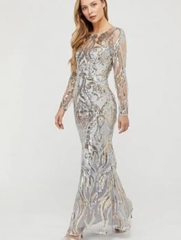Image of Monsoon Lily Gold Sequin Maxi Dress - Silver