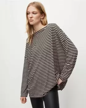Image of AllSaints Rita Oversized Striped T-Shirt