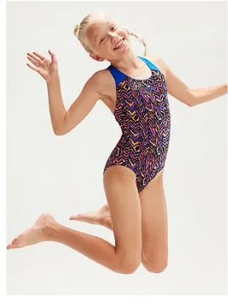 Image of Speedo Girls Allover Splashback - Multi, Size 7-8 Years, Women