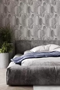 Image of Sublime Oval Shapes Grey Geometric Wallpaper