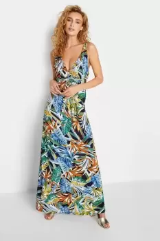Image of Palm Leaf Print Maxi Dress