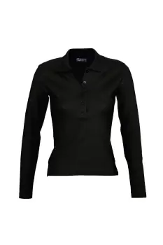 Image of Podium Long Sleeve Pique Cotton Polo Shirt