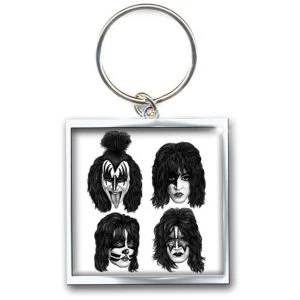 Image of KISS - Graphite Faces Keychain