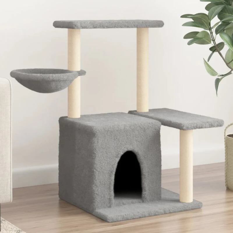 Image of vidaXL Cat Tree with Sisal Scratching Posts Light Grey 83 cm, Grey 172110