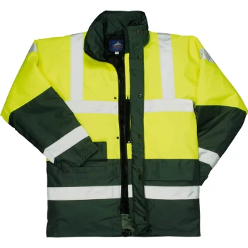 Image of Oxford Weave 300D Class 3 Hi Vis Contrast Traffic Jacket Yellow / Green S
