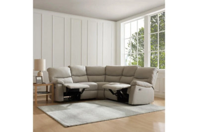 Image of Home Detail Benton Corner Electric Recliner Sofa Light Grey