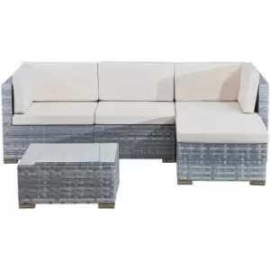 Image of 4 seats outdoor sofa rattan garden furniture set - Light grey - cannes - Grey
