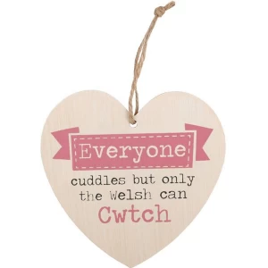 Image of Everyone Can Cuddle Welsh Heart Plaque