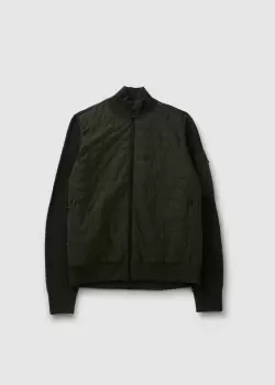 Image of J.Lindeberg Mens Beck Knitted Hybrid Jacket In Forest Green