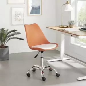 Image of Furniturebox UK - Furniturebox Oslo Two Tone Orange and White Faux Leather Modern Minimalist Office Chair