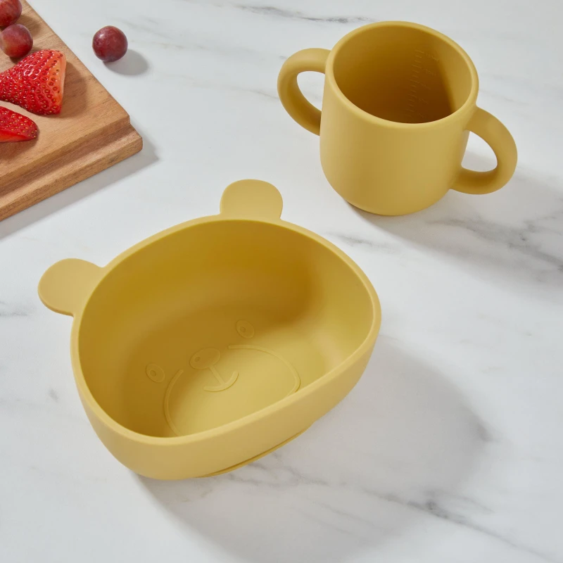 Image of Homelife Bear Bowl & Cup Set - Yellow Yellow One Size