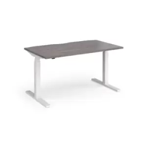 Image of Elev8 Touch straight sit-stand desk 1400mm x 800mm - white frame and grey oak top