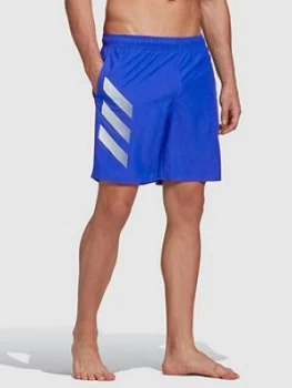 Image of Adidas 3-Stripe Swim Shorts - Blue, Size 30, Men