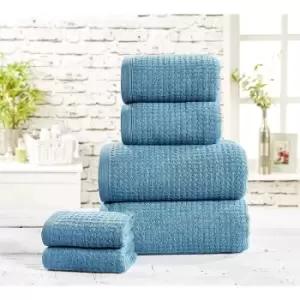 Image of Belle Maison Two Piece Waffle Towel Bale Set 450gsm, Cotton, Lagoon Blue, 2