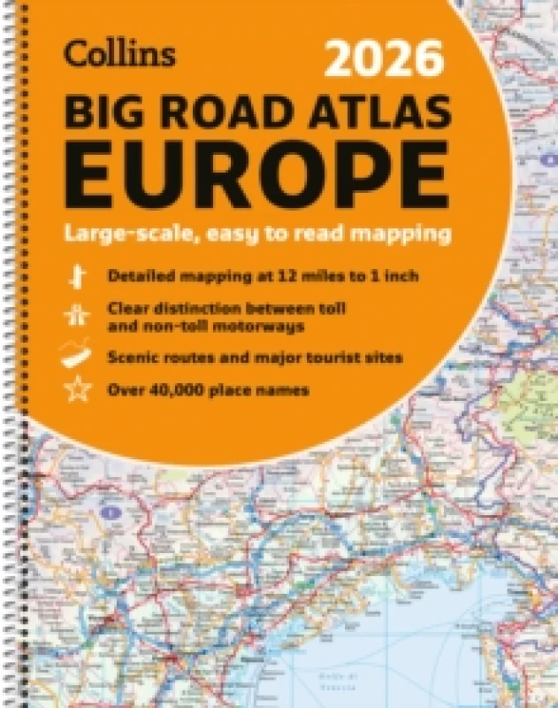 Image of Collins 2026 Big Road Atlas Europe : Clear and Detailed Map of Europe in A3 Size with Spiral Binding Spiral bound