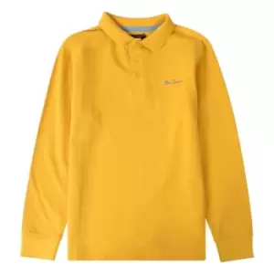 Image of Ben Sherman Long Sleeve Print Polo Shirt Infant Boys - Yellow
