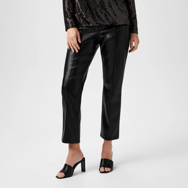 Image of Biba Biba PU Straight Leg Trouser - Black 8