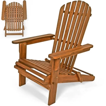 Image of Deuba - Adirondack Sun Lounger Wooden Garden Patio Outdoor Chair Seat Wood