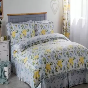 Image of Belledorm Arabella Country Dream Duvet Cover Set (Single) (White/Blue/Lemon)