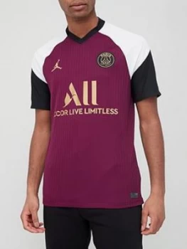 Image of Nike Psg X Jordan 20/21 3Rd Short Sleeved Shirt - Bordeaux