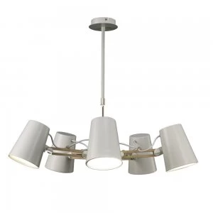 Image of Ceiling Pendant 5 Light E27, Matt White, Beech