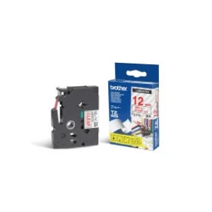 Image of Brother TZE-132 P-touch Red on Clear Tape 12mm x 8m