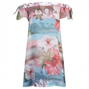 Image of Ted Baker Ted Womens Mint Chocolate Chip Bardot Dress - pl-pink
