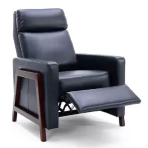 Image of Riley Pushback Air Leather Recliner Chair - Blue