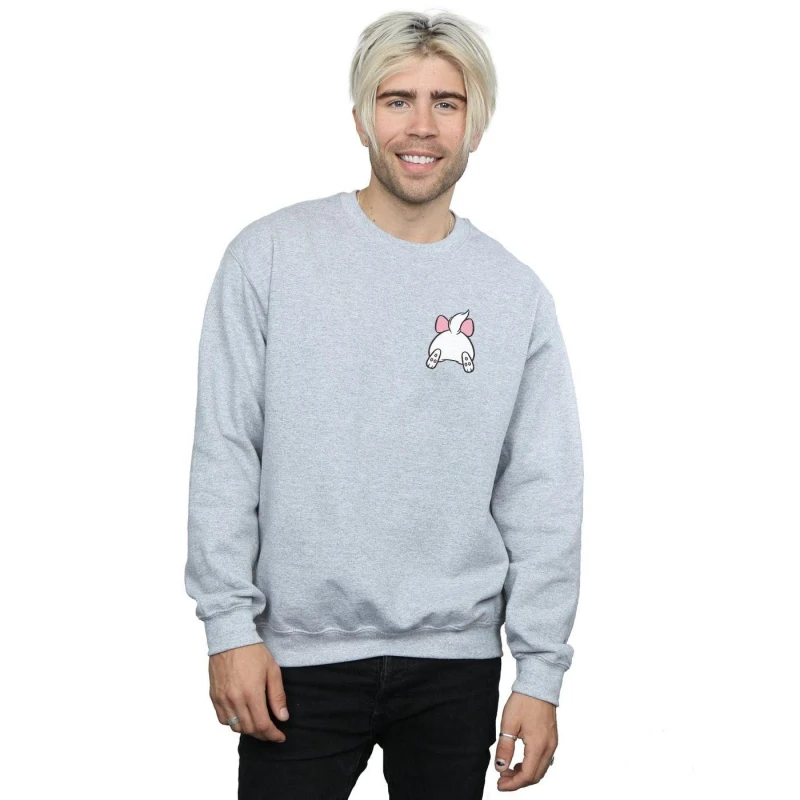 Image of Disney Men Aristocats Marie Backside Breast Print Sweatshirt in Grey Size: Small Grey S Male 5059114688500