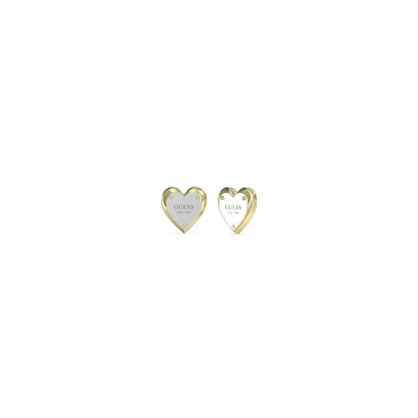 Image of Guess Jewellery Ladies 12mm Heart Lock Stud Earrings UBE04209YGRH