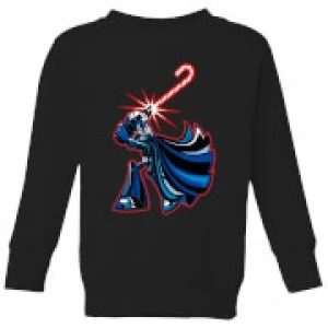 Image of Star Wars Candy Cane Darth Vader Kids Christmas Sweatshirt - Black - 7-8 Years