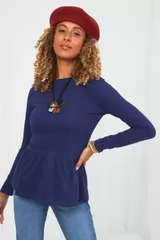 Image of Basic Long Sleeve Peplum Top