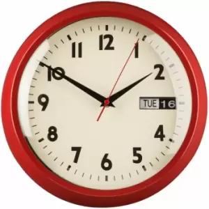 Image of Wall Clock Red / Black Finish Frame Clocks For Living Room / Bedroom / Contemporary Style Round Shaped Design Metal Clocks For Hallways With Cream