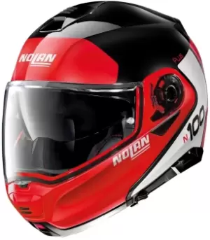 Image of Nolan N100-5 Plus Destinctive N-Com Helmet, black-white-red, Size L, black-white-red, Size L