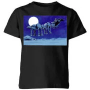 Image of Star Wars AT-AT Darth Vader Sleigh Kids Christmas T-Shirt - Black - 5-6 Years
