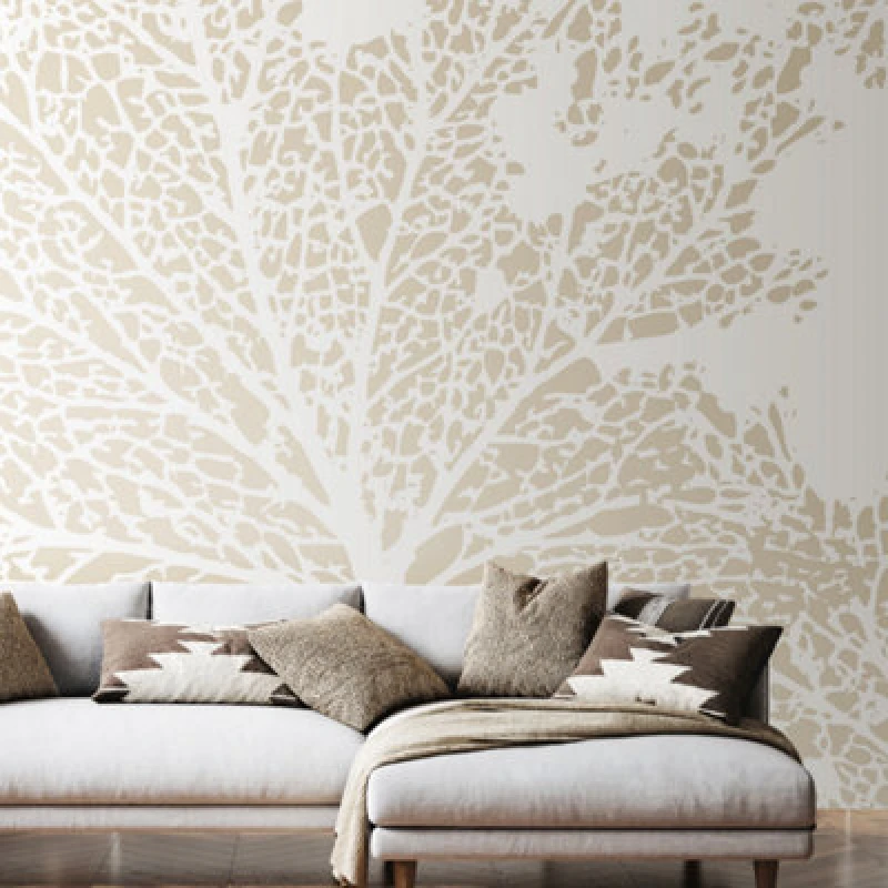 Image of Origin Murals Skeleton Leaf - Natural Linen Matt Smooth Paste The Wall Mural 350Cm Wide X 280Cm High