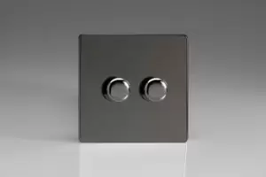 Image of Varilight 2 Gang 2 Way Push On/Off Rotary LED Dimmer 2 x 0 120W (1 10 LEDs) - JDiP252S