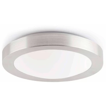 Image of Faro Logos-2 - 2 Light Medium Round Bathroom Flush Ceiling Light Aluminium, White IP44, E27