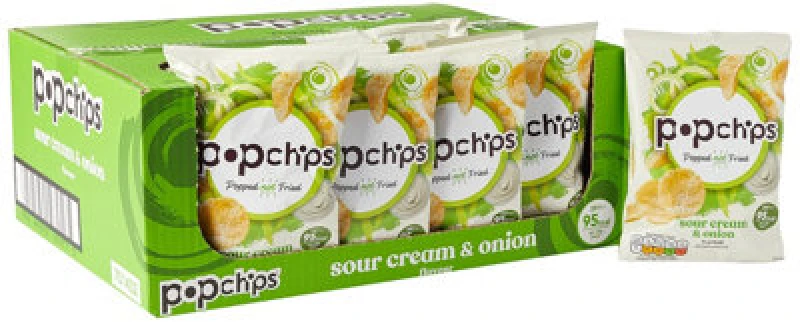 Image of Popchips Sour Cream and Onion Crisps 23g (24 Pack) 701432