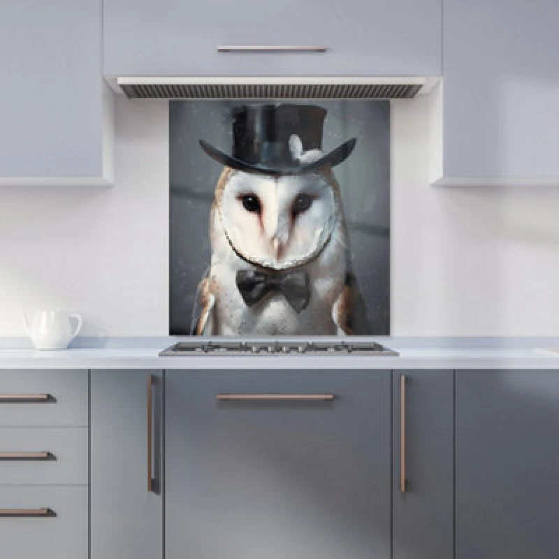 Image of Warren Reed - Designer Owl In A Top Hat Kitchen Splashback W700Mm X H650Mm, Multi WR00901-P452