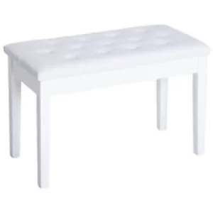 Image of HOMCOM 1 Seat Storage Piano Bench 4 Legs Rubberwood, Composite Board, PU (Polyurethane) White