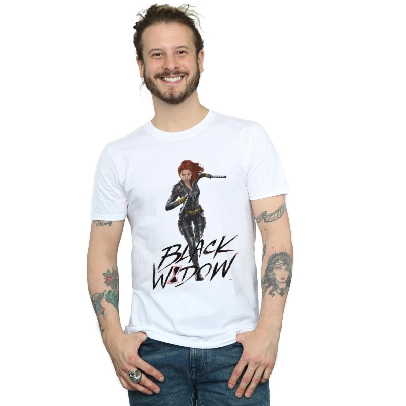 Image of Marvel Marvel Men Black Widow Movie Natasha Running T-Shirt in White Size: Small White S Male 5059400884388