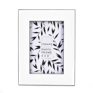 Image of iFrame White Epoxy with Silver Edge Photo Frame 4" x 6"