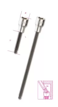 Image of Beta Tools 920BP 1/2" Square Drive Ball Head Hex Bit Socket Driver 8mm