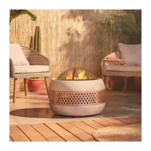 Image of Vonhaus - BTFY Fire Pit - Round Firepit with BBQ Grill Function, Poker & Spark Guard - Outdoor, Garden, Patio Heater/Burner for Wood & Charcoal