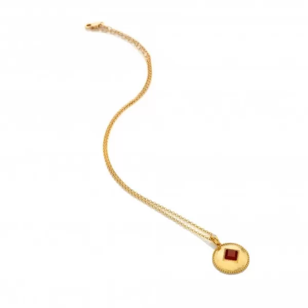 Image of Coin Pendant Red Agate Necklace DP934