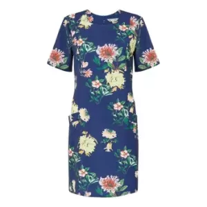 Image of Yumi Navy Floral Blossom Print Tunic - Blue