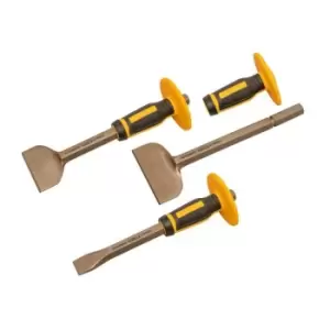 Image of Roughneck Bolster & Chisel Set with Non-Slip Guards, 3 Piece