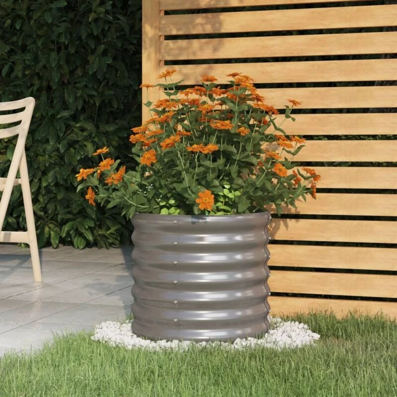 Image of VIDAXL Vidaxl - Garden Planter Powder-coated Steel 40x40x36cm Grey 8720286855478